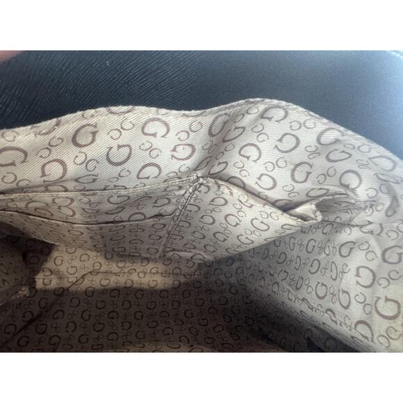 Guess Handbag Womens Black Gray Monogram Purse Top Handle Small Logo Bag Stylish - Picture 15 of 15